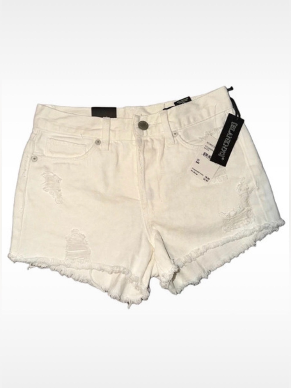 Blank NYC White Frayed High-Rise Denim Shorts